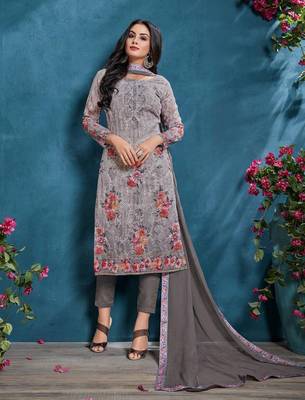 Grey Embroidered Cotton Salwar 1