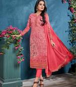 Pink Embroidered Cotton Salwar
