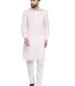 Pink Plain Linen Pathani Suits