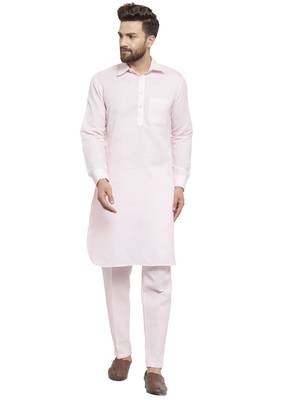 Designer Pink Pathani Linen Kurta With Pants For A Royal Look By Treemoda 1