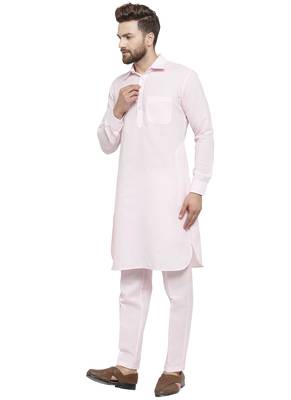 Designer Pink Pathani Linen Kurta With Pants For A Royal Look By Treemoda 4