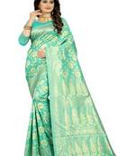 Green  woven banarasi saree with blouse