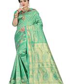 Green 
 woven banarasi saree with blouse
