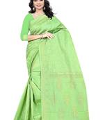 Green  woven banarasi saree with blouse