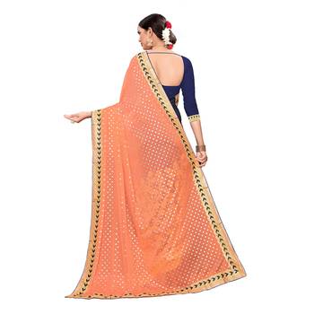 Orange embroidered georgette saree with blouse 4