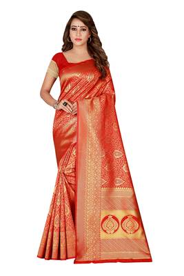 Maroon Printed Art Silk Saree With Blouse 1