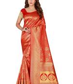 Maroon Printed Art Silk Saree With Blouse