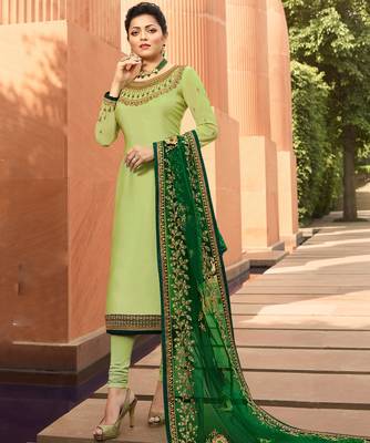 Lime embroidered georgette salwar 1