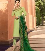 Lime embroidered georgette salwar