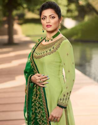 Lime embroidered georgette salwar 2