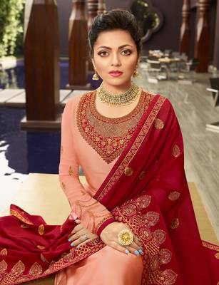 Baby-pink embroidered georgette salwar 2