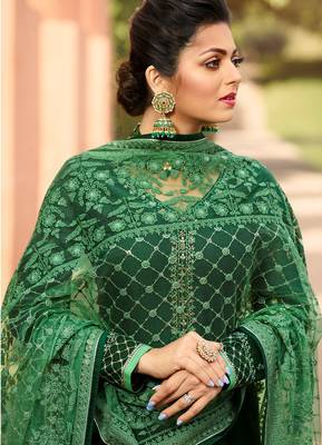 Green embroidered georgette salwar 3