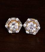 American Diamond Embellished Gold Plated Stud Earrings 216ED202