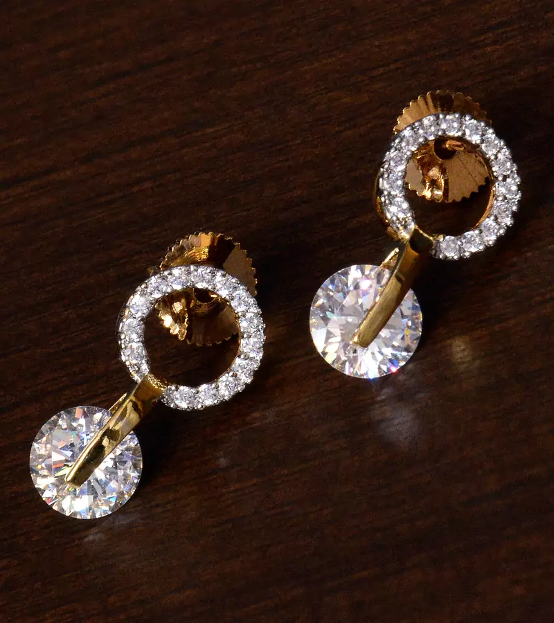 American Diamond Embellished Gold Plated Earrings 216ED203
