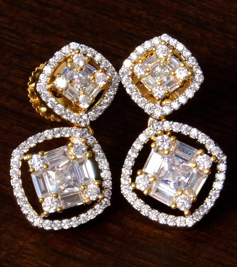 American Diamond Embellished Gold Plated Stud Earrings 216ED206