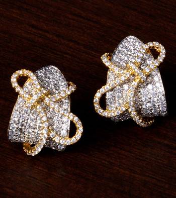 Gold Plated American Diamond Embellished Stud Earrings 216ED208 1