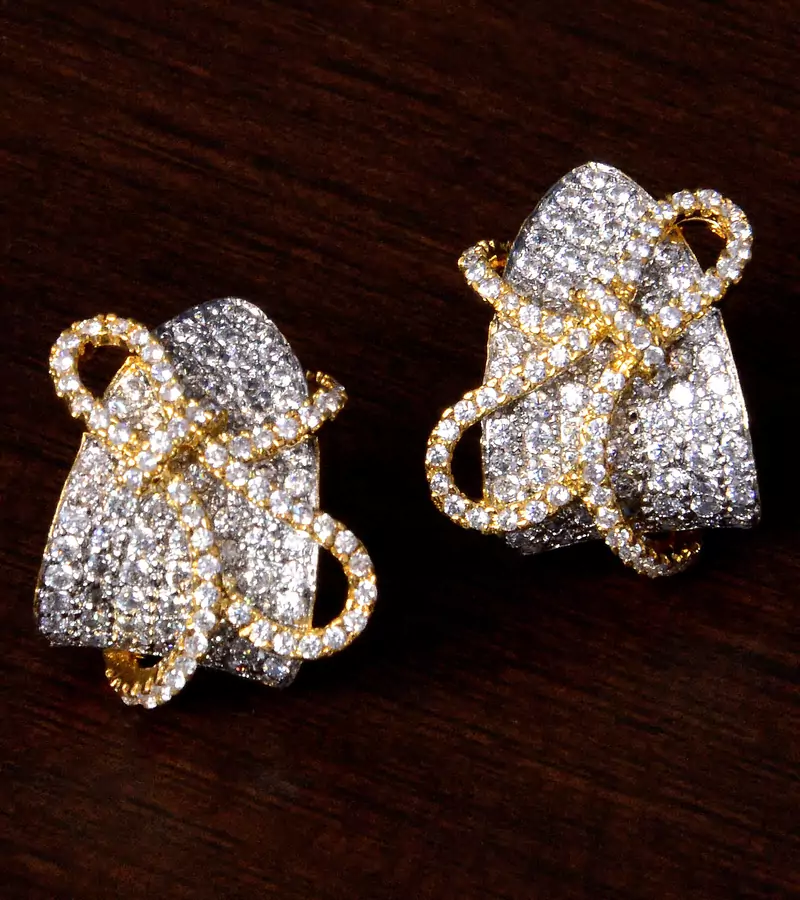 Gold Plated American Diamond Embellished Stud Earrings 216ED208
