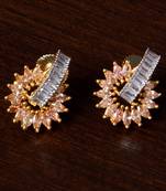 Champagne Stone and American Diamond Embellished Gold Plated Stud Earrings 216ED213