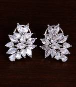 Rhodium Plated American Diamond Embellished Stud Earrings 216ED222