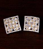 Gold Plated Square Shaped American Diamond Embellished Stud Earrings 216ED227