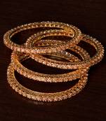 Champagne Stone Embelished Brass Made Two Pairs of Designer Bangles BD322