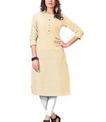 Beige Printed Rayon Cotton Kurti
