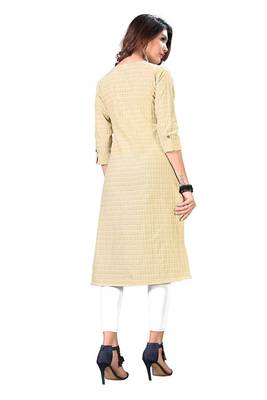 Beige Printed Rayon Cotton Kurti 2