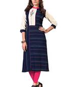 Blue Embroidered Cotton kurti