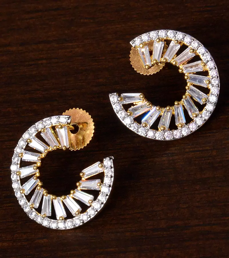American Diamond Embellished Gold Plated Earrings 216ED201