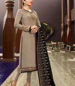 Grey embroidered georgette salwar