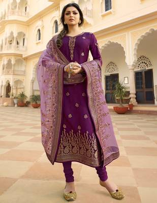 Purple embroidered jacquard salwar 1