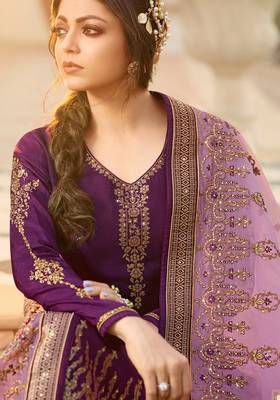 Purple embroidered jacquard salwar 2