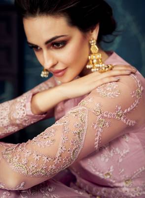 Light-pink embroidered georgette salwar 2