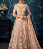 Light peach  embroidered georgette anarkali