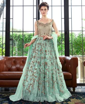 Sky-blue cord net salwar 1