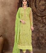 Green embroidered organza salwar