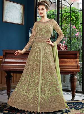 Light-green crystals net salwar 1
