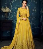 Yellow embroidered georgette Anarkali 