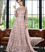 Baby-pink embroidered net salwar