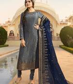 Grey embroidered jacquard salwar
