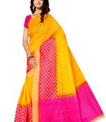 Yellow printed art silk sarees saree with blouse