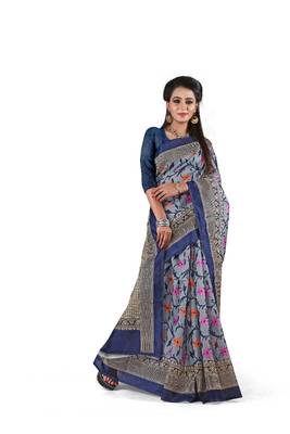 Dark multicolor printed art silk sarees saree with blouse 1