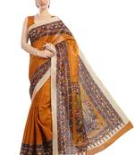Light yellow printed art silk sarees saree with blouse