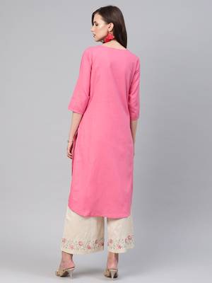 Pink embroidered cotton ethnic-kurtis 3