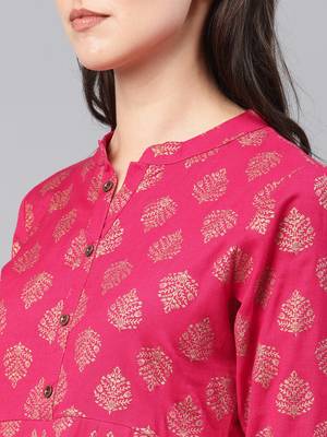 Pink printed cotton ethnic-kurtis 2