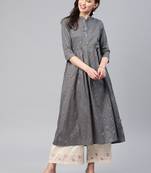 Grey printed cotton ethnic-kurtis