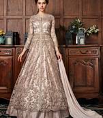 Ivory  colour crystals net anarkali 