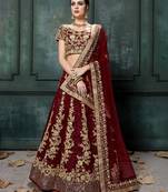 Elegant Maroon Fine Embroidered Women'S Semi Stitched Designer Lehenga Choli For Wedding