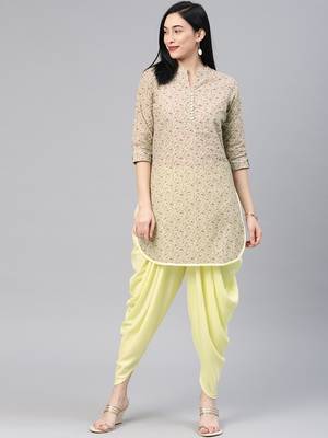 Beige floral print cotton salwar 1