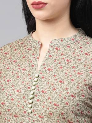 Beige floral print cotton salwar 2